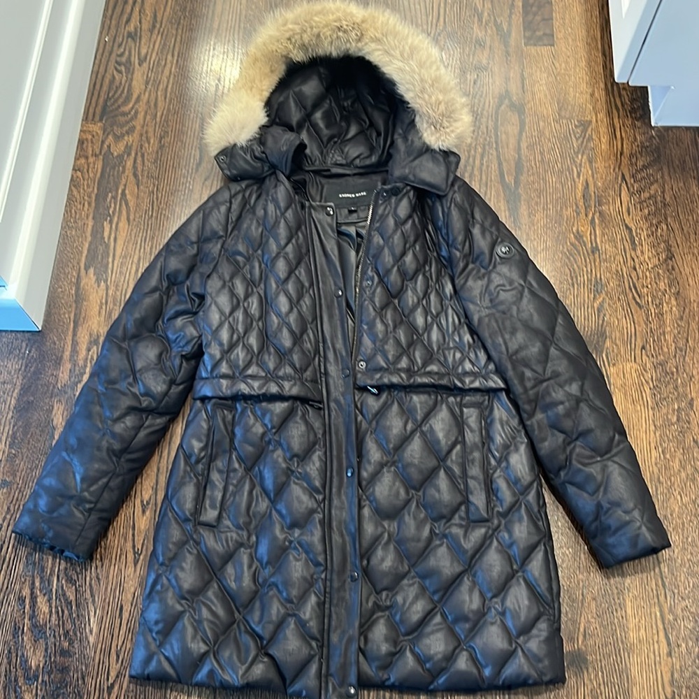 Women’s Andrew Marc down coat with retractable real fur hood